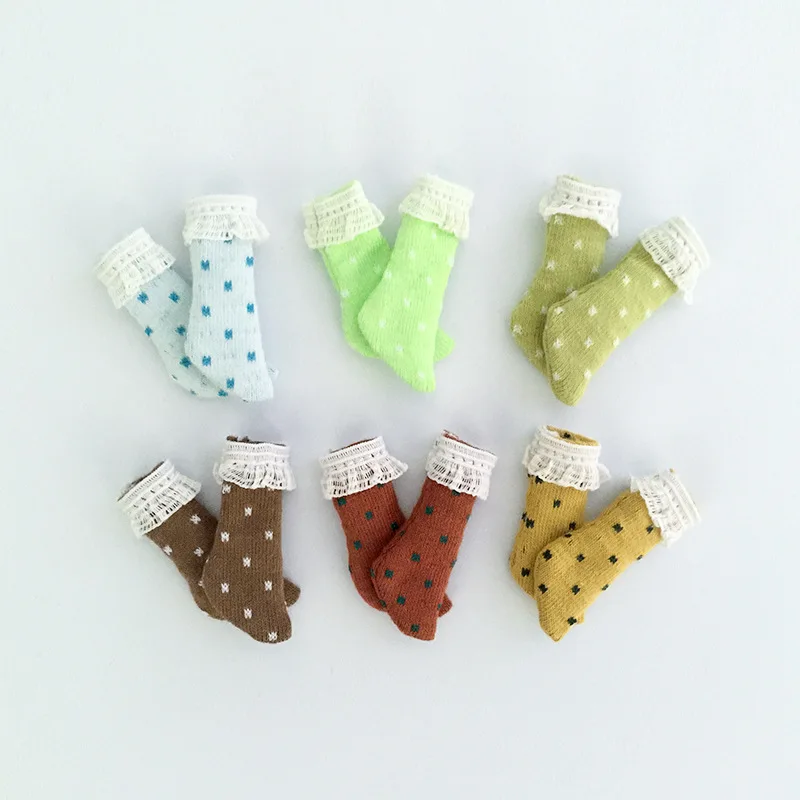 

OB11 носки GSC одежда для малышей 1/12 BJD с кружевом в горошек носки PD9 однотонные носки для куклы аксессуары