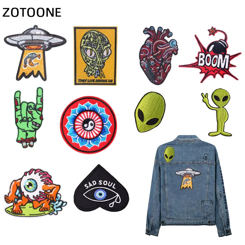 ZOTOONE Alien патчи приклеивающиеся утюгом нашивки на одежду вышитые для аппликация DIY