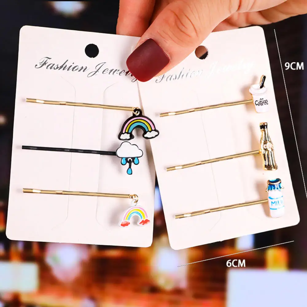 3 шт./компл. женская заколка для волос радужного Кока девочек металлическая