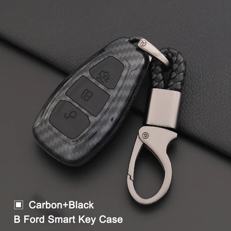 

Carbon Fiber + ABS Silicone Car Key Protect Case Cover For FORD C-MAX FOCUS RS ST Fiesta Hatch Car Styling Key Ring Shell Cover