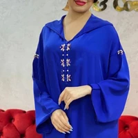 jellaba diamond muslim dress long sleeves women fashion hooded dubai hijab riched buttons rhinestone chic female maxi dresses