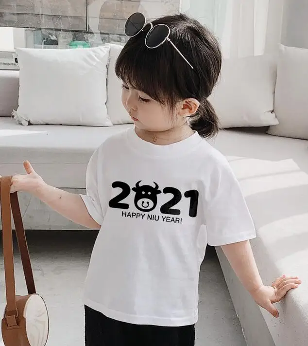 

New Kid's Summer Short Sleeve T-shirt Round Collar Girls Cotton Blend Cartoons tops ABC147