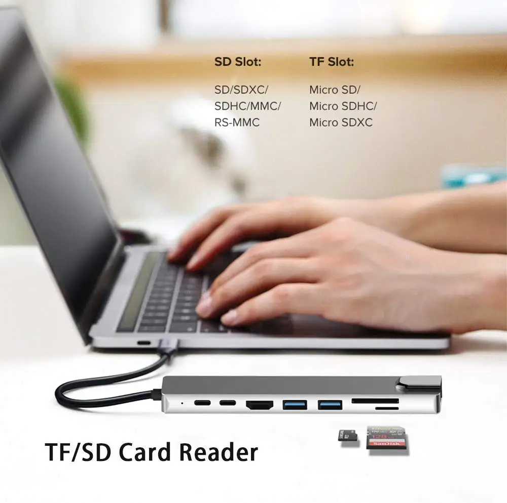 

Type C to HDMI Hub USB C 4K PD 5A 87W Dock Rj45 Lan USB 3.1 Splitter USB-C Power Delivery Accessories for iMac air MacBook Pro