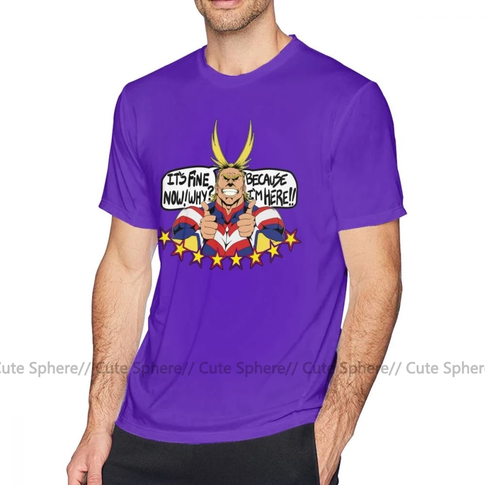 Футболка All Might, All Might Is Here, футболка с коротким рукавом для мужчин, футболка, забавная модная ХХХ хлопковая Футболка с принтом - Цвет: Purple