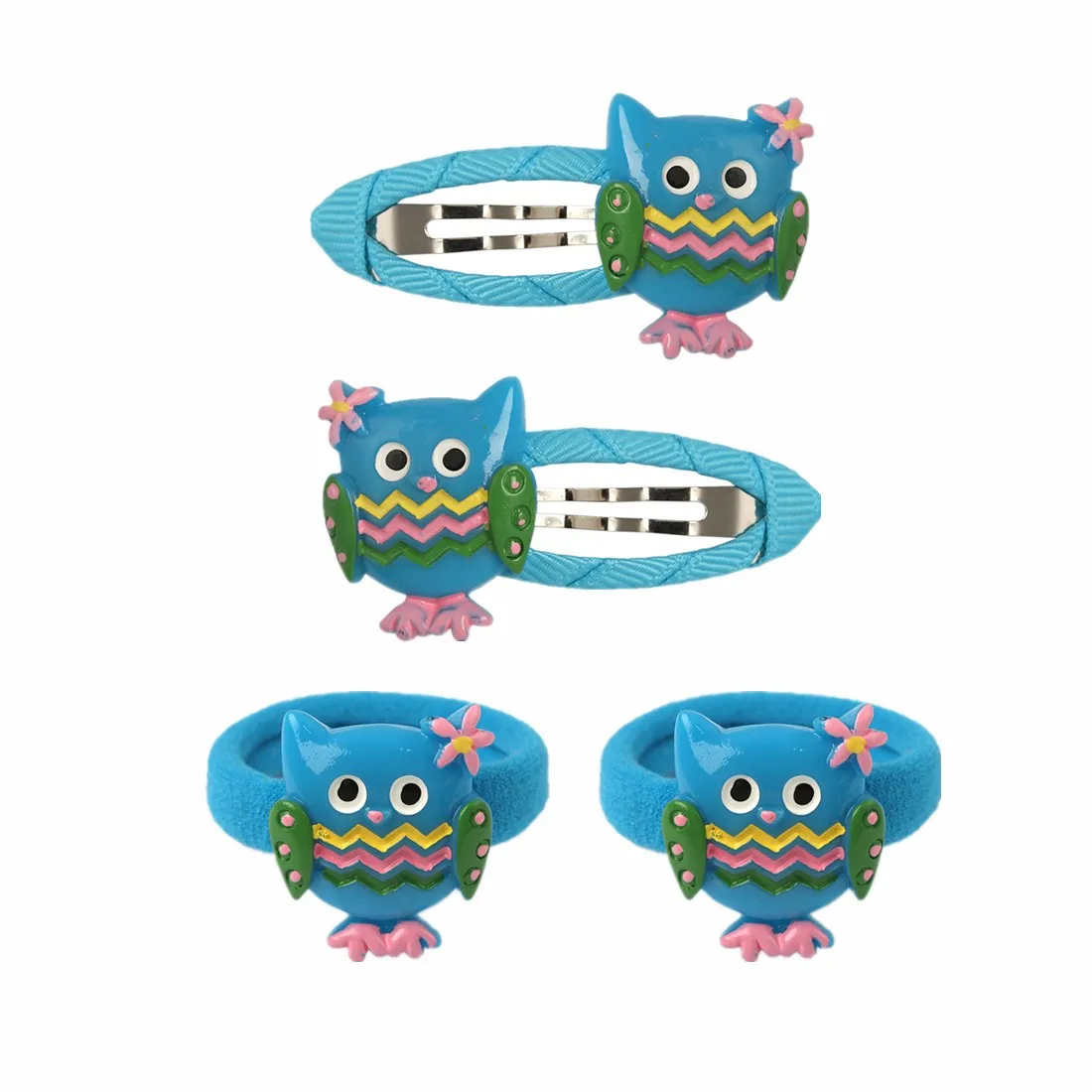 3 XIMA 4pcs/lot Mini Cartoon Flamingo Owl Hairpins Kids Unicorn Hair Ties for Princess Girls Unicorn Hair Band Hair Accessories - Цвет: 3