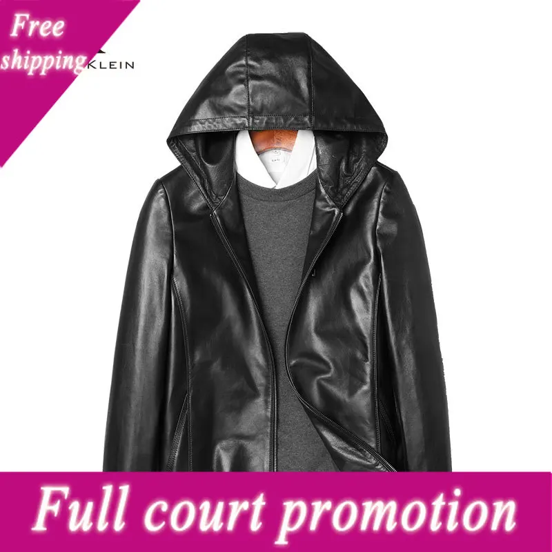 

Мужская кожаная куртка с капюшоном Dusen Klein, Новое поступление, пальто из натуральной кожи, мужская кожаная одежда 71J7828