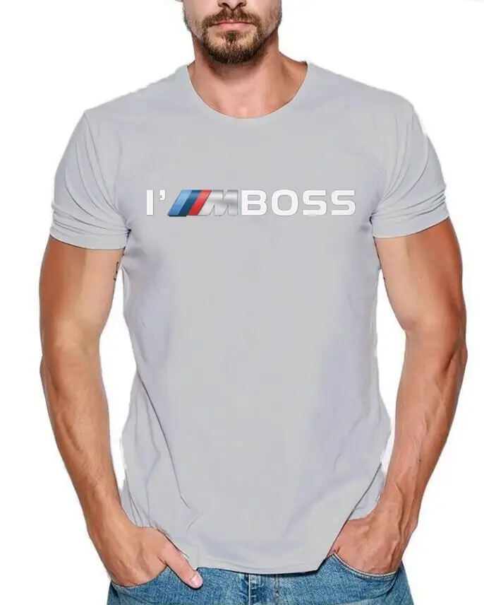 Летняя мужская футболка 2019 модная с логотипом I'm Boss M power забавная из 100% хлопка