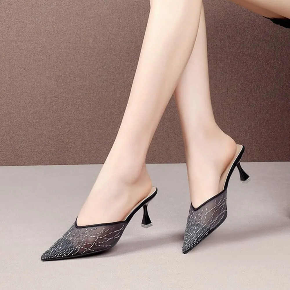

1 Pair Woman's High-heeled Slippers Outdoor Pointed Toe Sandals Summer Shoes