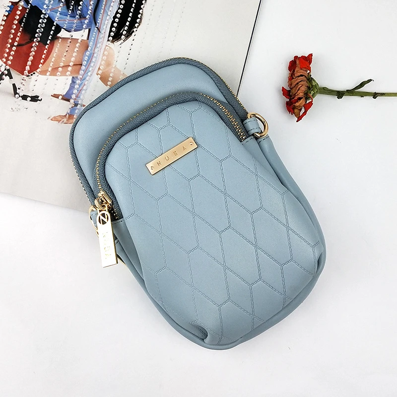 L028 light blue Женские сумки, мини-сумка, красочные сумки для сотового телефона, простые маленькие сумки через плечо, повседневные женские сумки с клапаном, держатель для карт, сумка через плечо - Цвет: L028 light blue