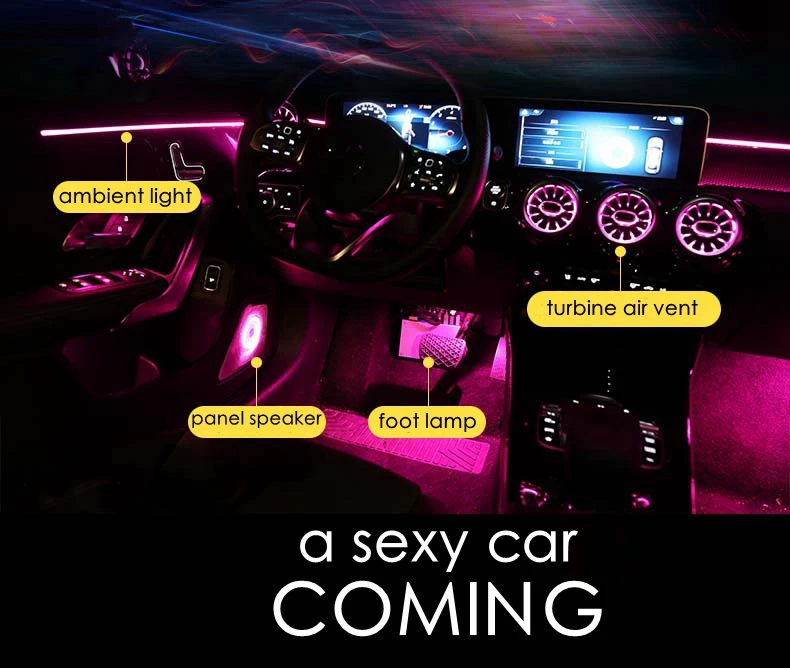 Upgrade 64 colors Ambient light For 2019-2020 W177 Mercedes benz A class A180L A200L Atmosphere Lamp speaker turbine air vent | Автомобили