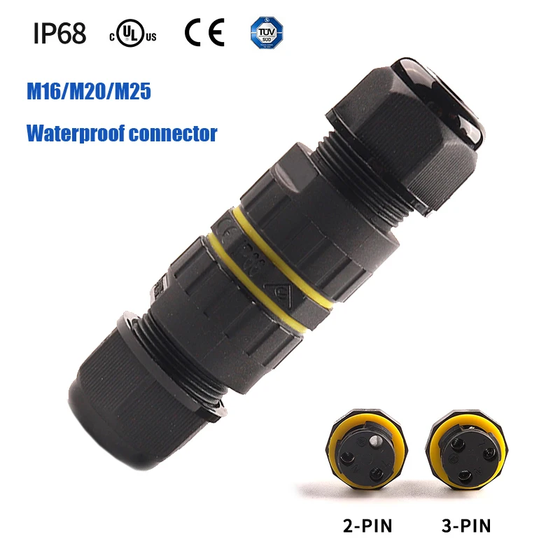 

IP68 Cable Connector M16 M20 M25 3.7-12mm Solderless 2 3 4 5 Pin Waterproof Connectos for Led Lights Outdoor Wire Junction Box
