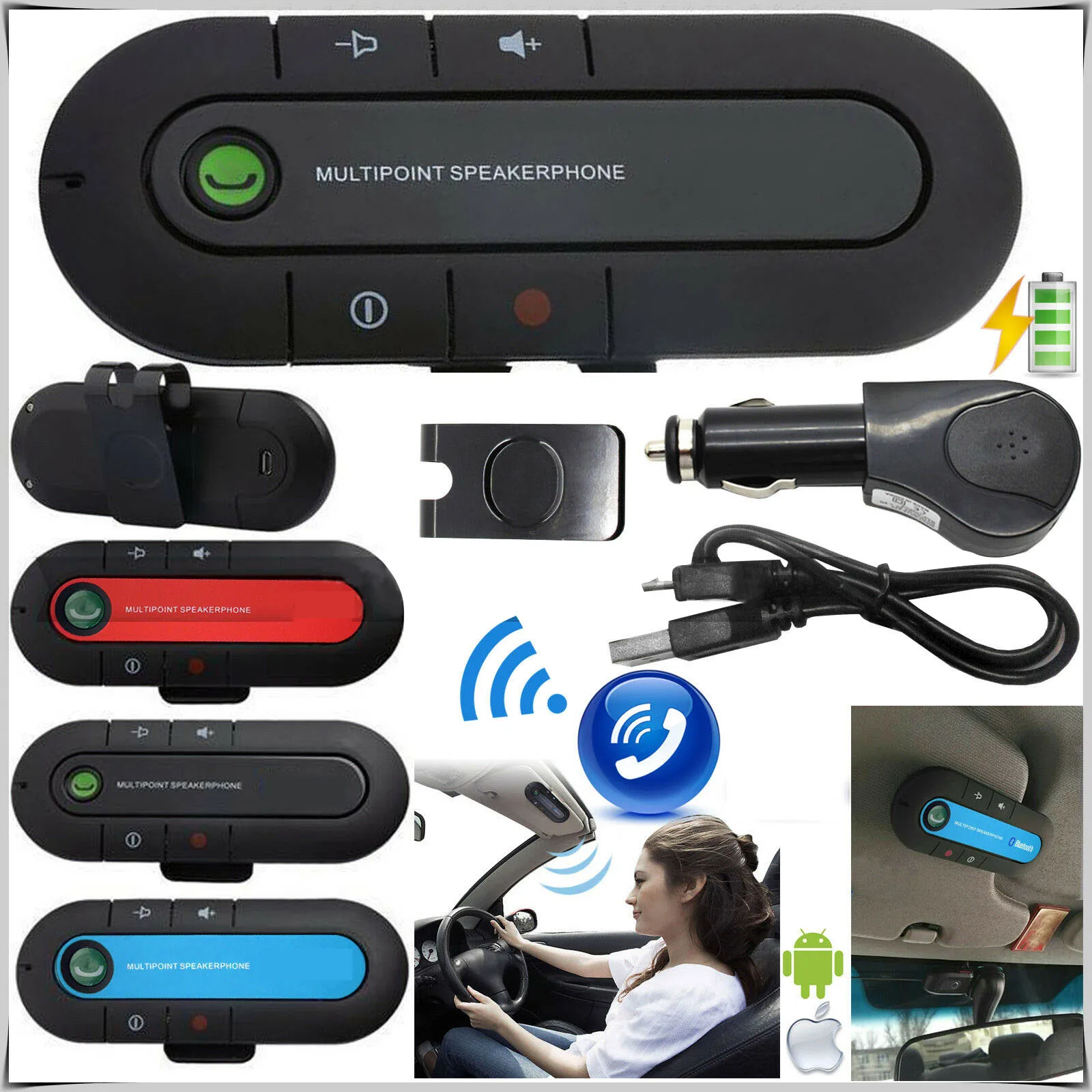 

Беспроводная Bluetooth-совместимая гарнитура, многоточечный динамик, динамик для телефона, автомобильный комплект, козырек AU