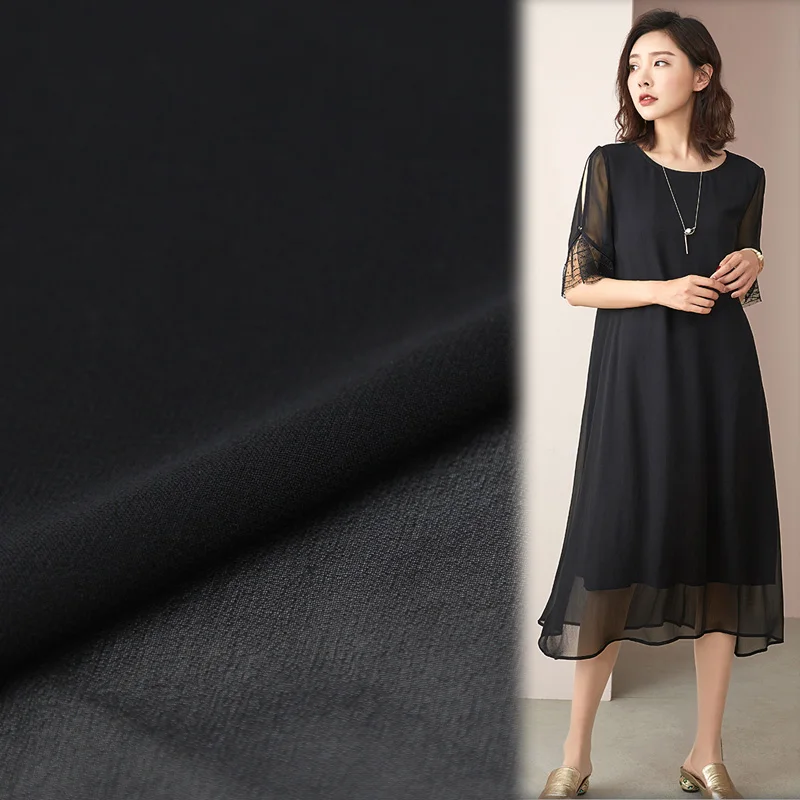 

Черный 100% чистый Шелковый жоржет марлевые шелковые ткани 12momme 135 см ширина хорошее качество, SCG633