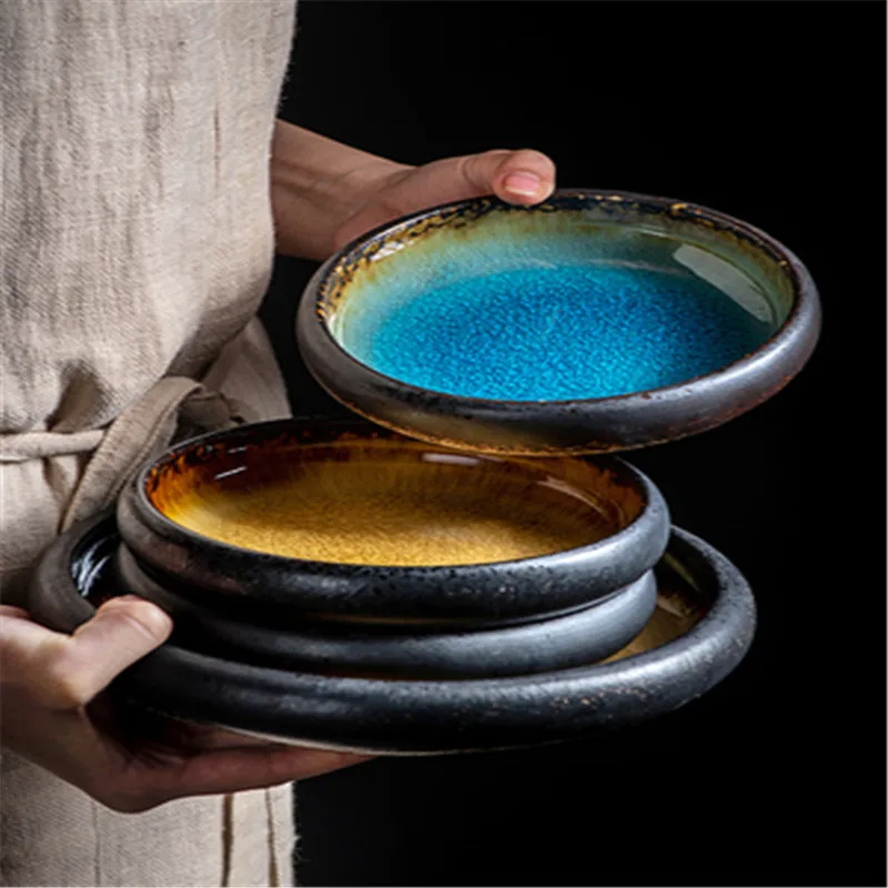 Мкм сгоревшая обеденные тарелки креативная печь вращающаяся ледяная посуда