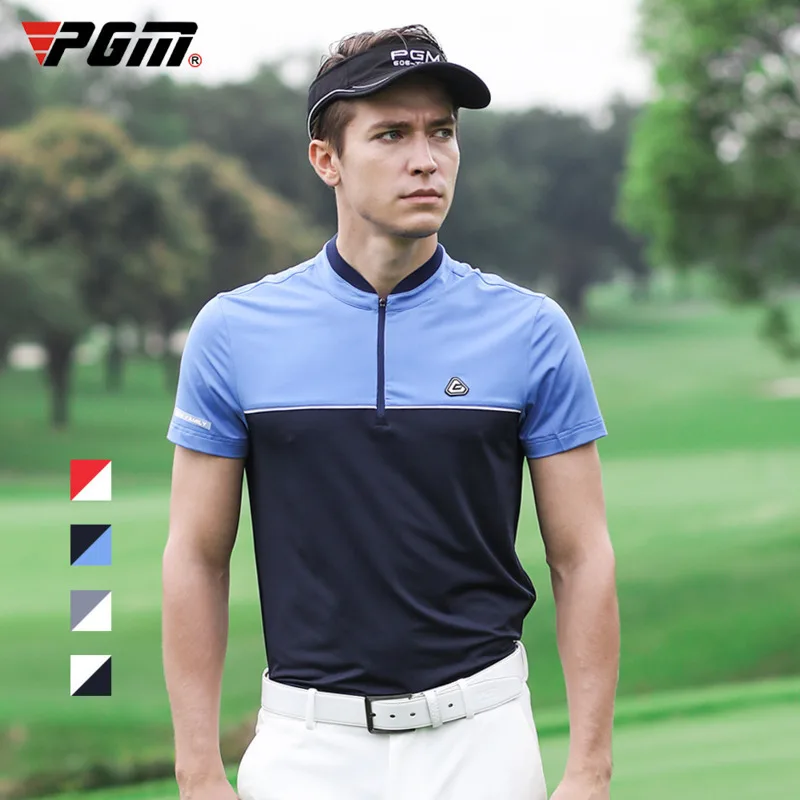PGM Men's Short Sleeve Golf T-Shirt Summer Striped Print Sport Tshirt Polo Shirt Quick Drying Golf Clothing Sportswear YF263