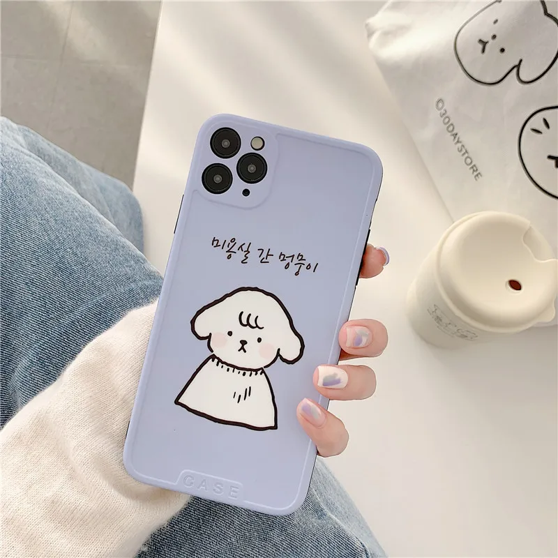 Мягкий чехол с мультипликационным медведем собакой для ip X XR XS Max Обложка