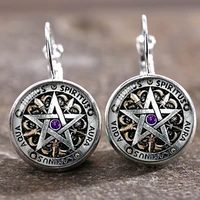 2018 supernatural pentagram glass earrings gothic satanism evil occult pentacle jewelry pagan charm gift for friends