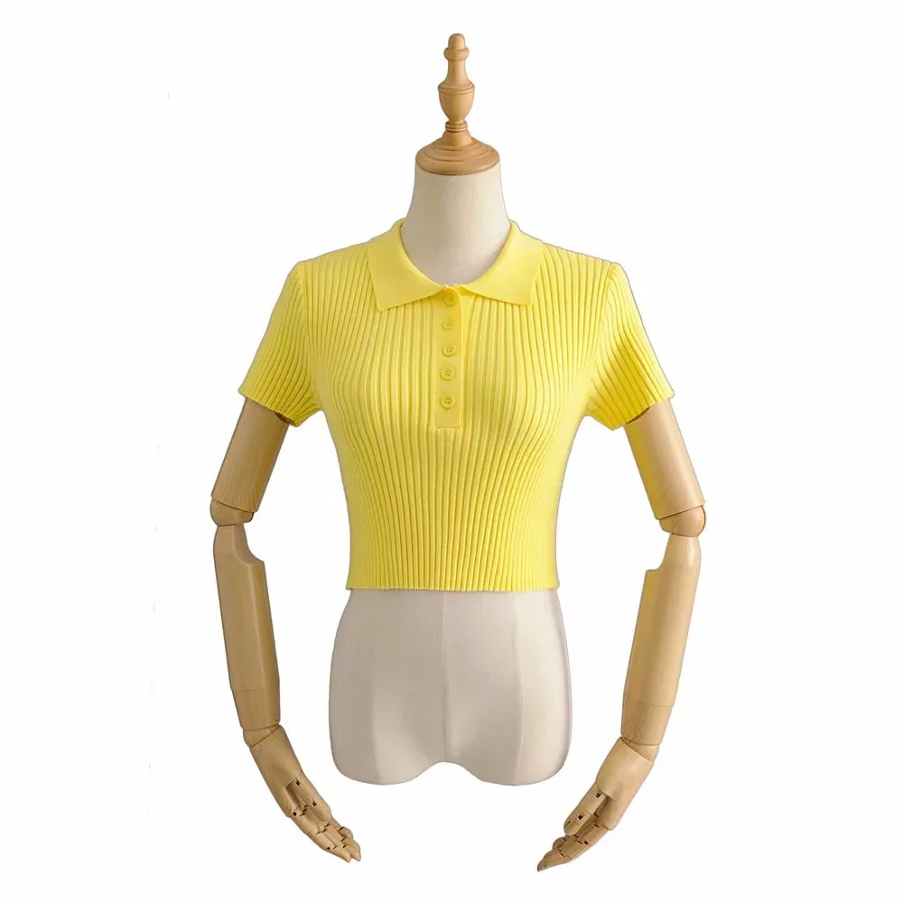 Женский трикотажный свитер в полоску короткий пуловер винтажном стиле с