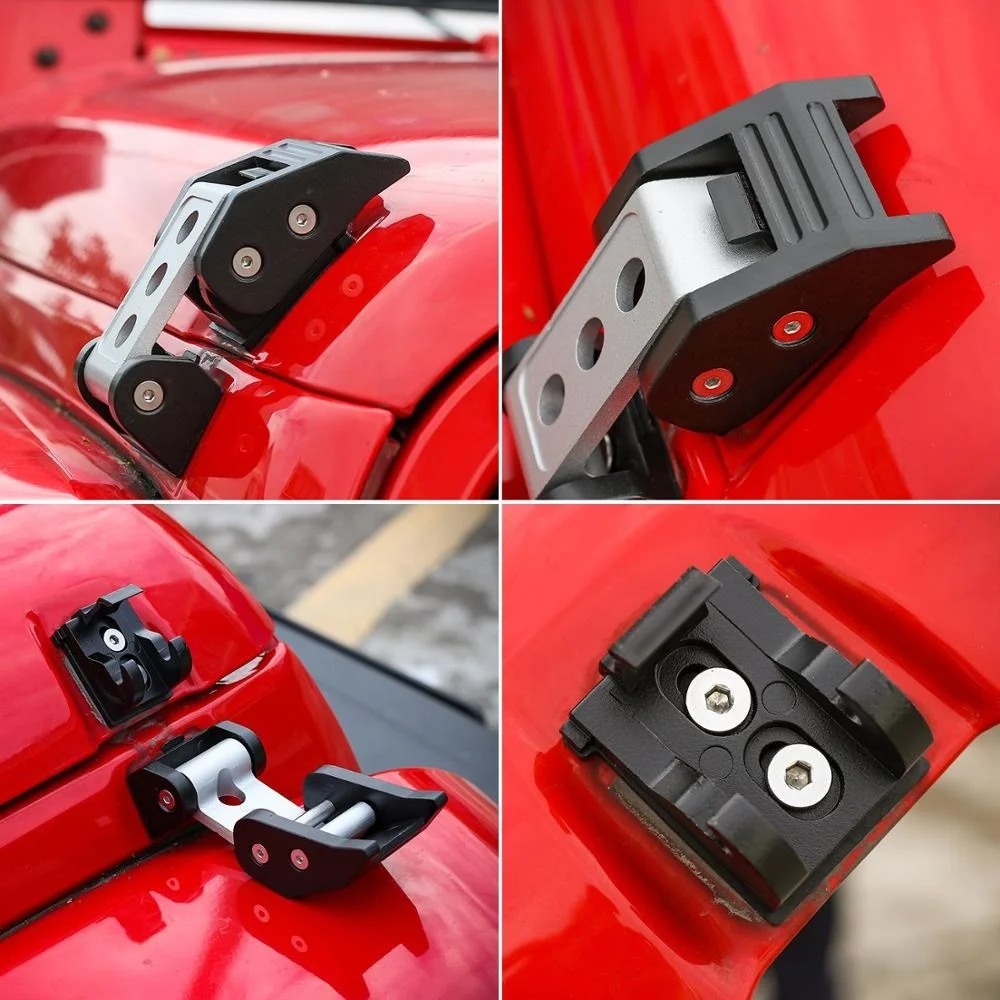 

Silver Aluminum Hood Latches Hood Lock Catch for 2007- Jeep Wrangler JK JKU