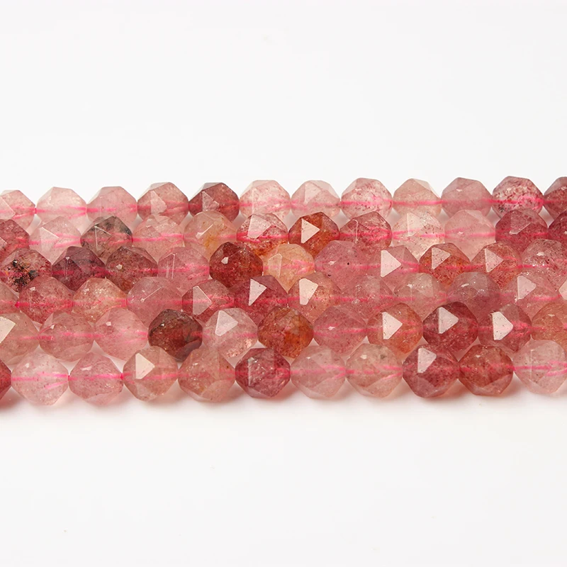 8mm Fashion Natural Jewelry Faceted Strawberry Quartz Loose Beads Fit For DIY Bracelet Necklace Earrings Accessories | Украшения и