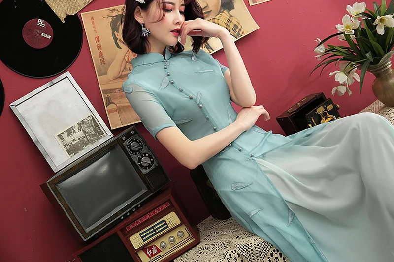 Женское шифоновое платье с коротким рукавом из Вьетнама Ao Dai | Тематическая