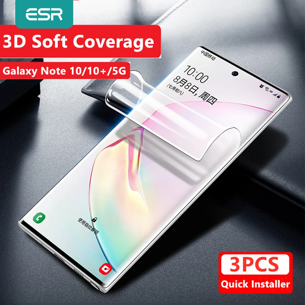 Защитная пленка ESR для Samsung Galaxy Note 10 Plus Lite + 3D полное покрытие мягкая прозрачная из