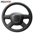 Черный чехол рулевого колеса автомобиля из искусственной кожи для Audi Old A4 A6 B7 B8 C6 2004 2005 2006 2007-2011 Q5 2008-2012 Q7 2005-2011