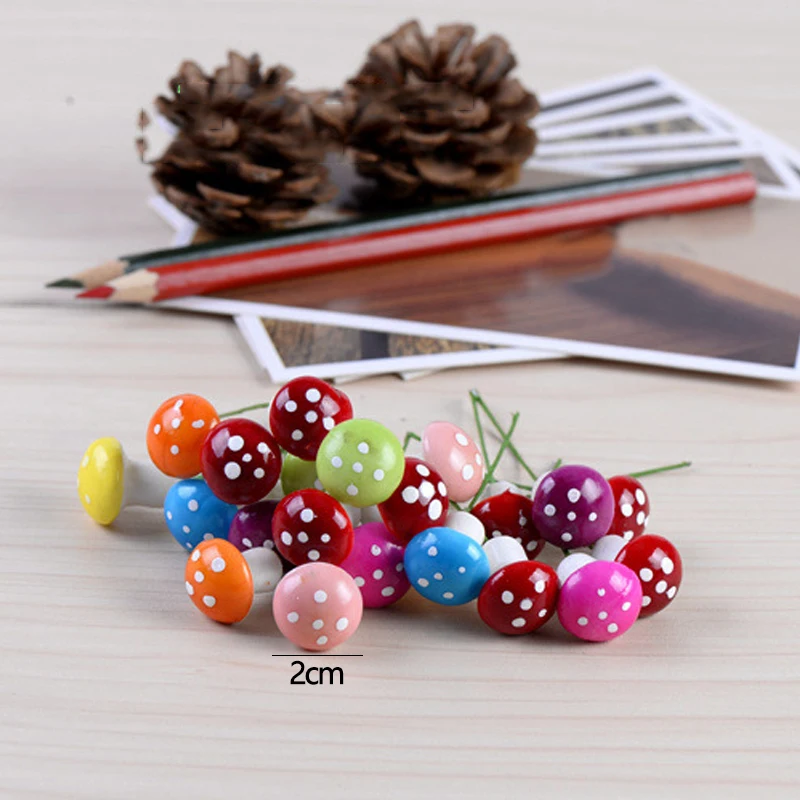

10Pcs/set 2cm Artificial Mini Mushroom Miniatures Fairy Garden Moss Terrarium Resin Crafts Decorations Stakes Craft For Home