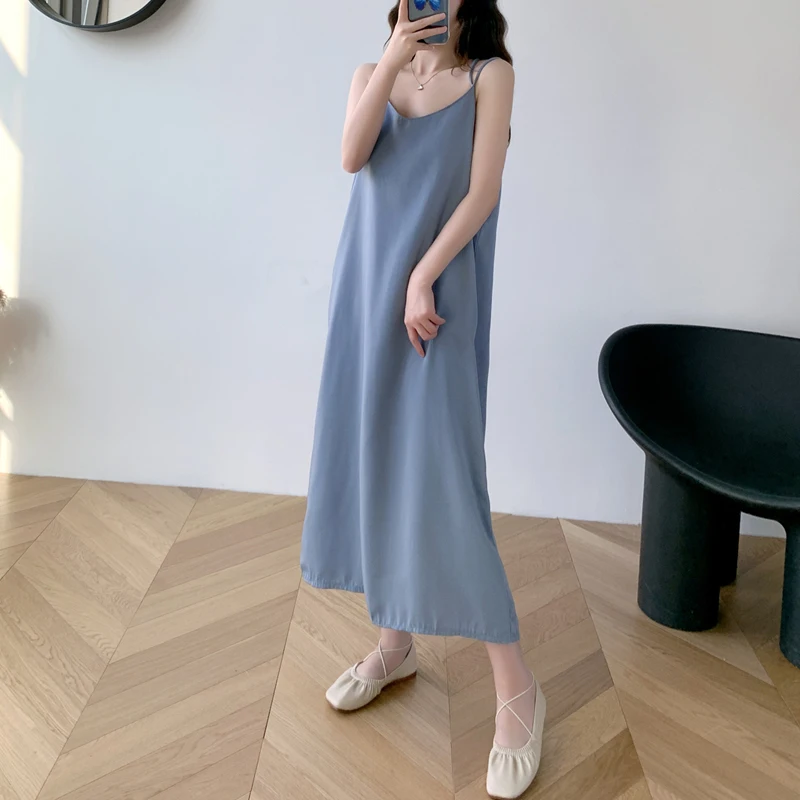 

Summer 2021 New All-Matching Gentle Chiffon Strap Dress Women's Niche Temperament Inner Vest Long Dress