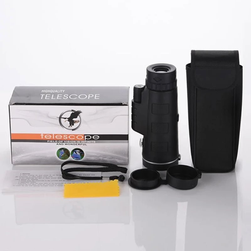 40x60 Monocular Telescope with Universal Phone Mount and Tripod Compass Portable Night Vision Monoculars for Birdwatching | Инструменты