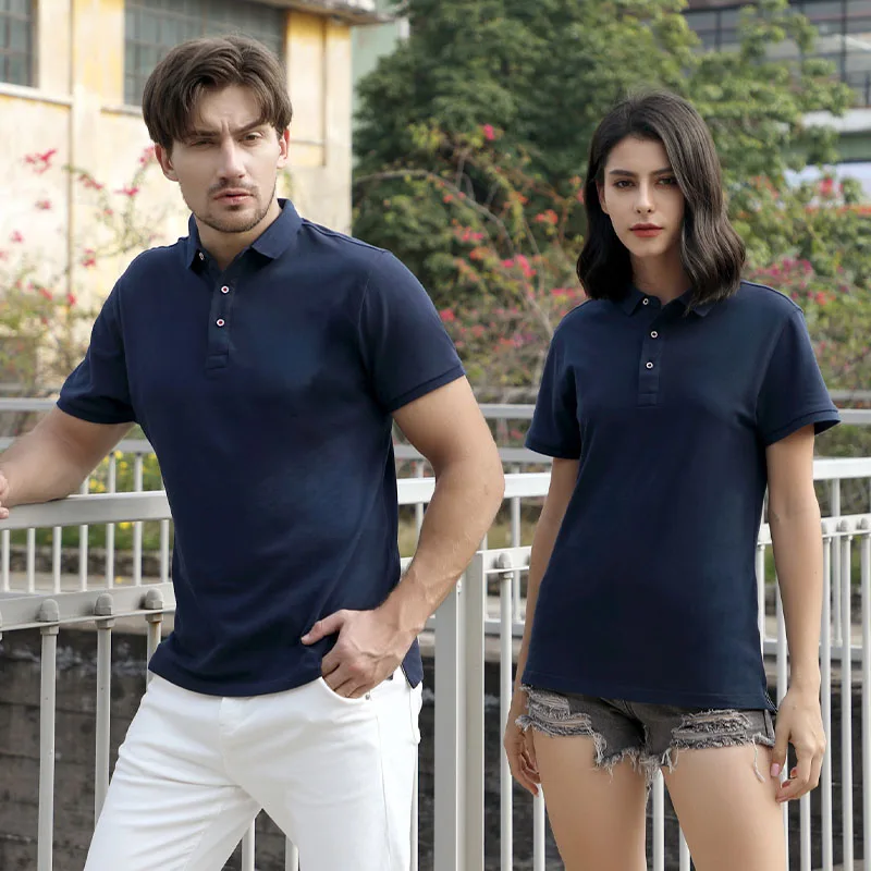 

200g40 cel cotton Pullover bead business casual Lapel short sleeve
