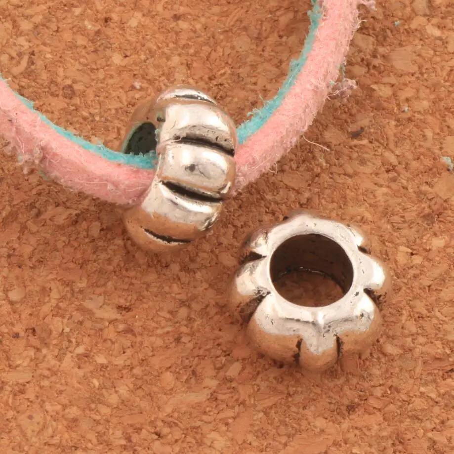 

Pumpkin Rondelle Big Hole Beads 12x12x6.2mm 100PCS Zinc Alloy Dangle Fit European Charm Bracelets Jewelry DIY L1472