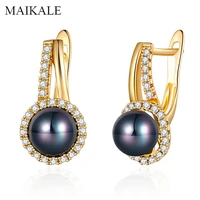 maikale trendy blackredwhite pearl stud earrings for women aaa zirconia earrings with pearl wedding party jewelry girls gifts