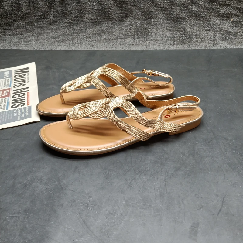 

2021 Summer Flip Flops Platform Luxury Sandals Suit Female Beige Womens Shoes Breathable Shallow Mouth All-Match Corrective Com