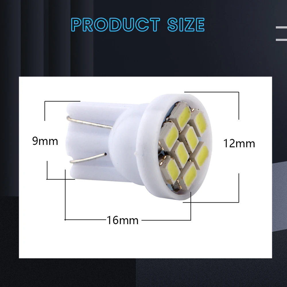 YM E-яркий 100 шт. T10 W5W 1206 8 SMD 6V 6 3 V AC DC Светодиодный светильник бесполярности 194 168
