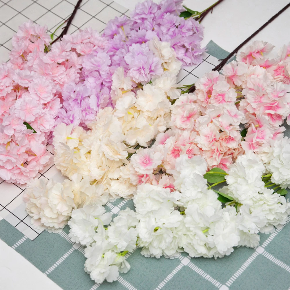 100cm 10PCS Artificial Flowers Plant Cherry Blossom Branch Silk Fake ...