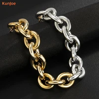 kunjoe punk chain exaggerated acrylic choker collar statement hip hop big chunky gold color thick chain necklace women jewelry