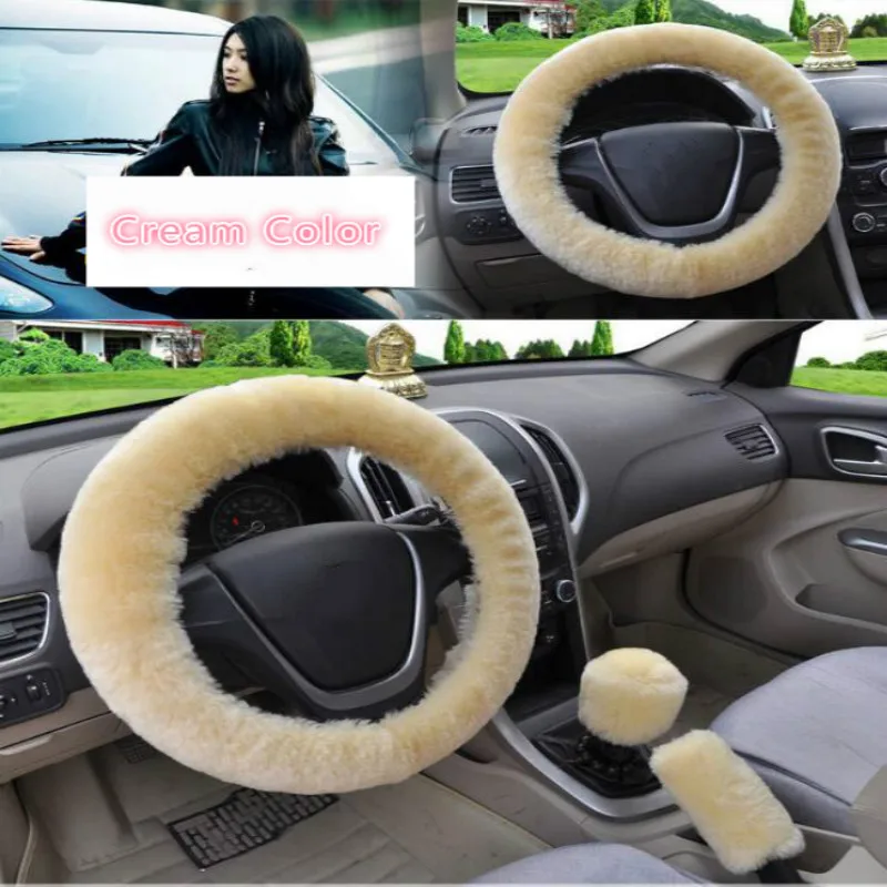 Universal Car Steering Covers Winter Plush Steering-Wheel Cover Faux fur Hand Brake Gear Set Interior Accessories | Автомобили и
