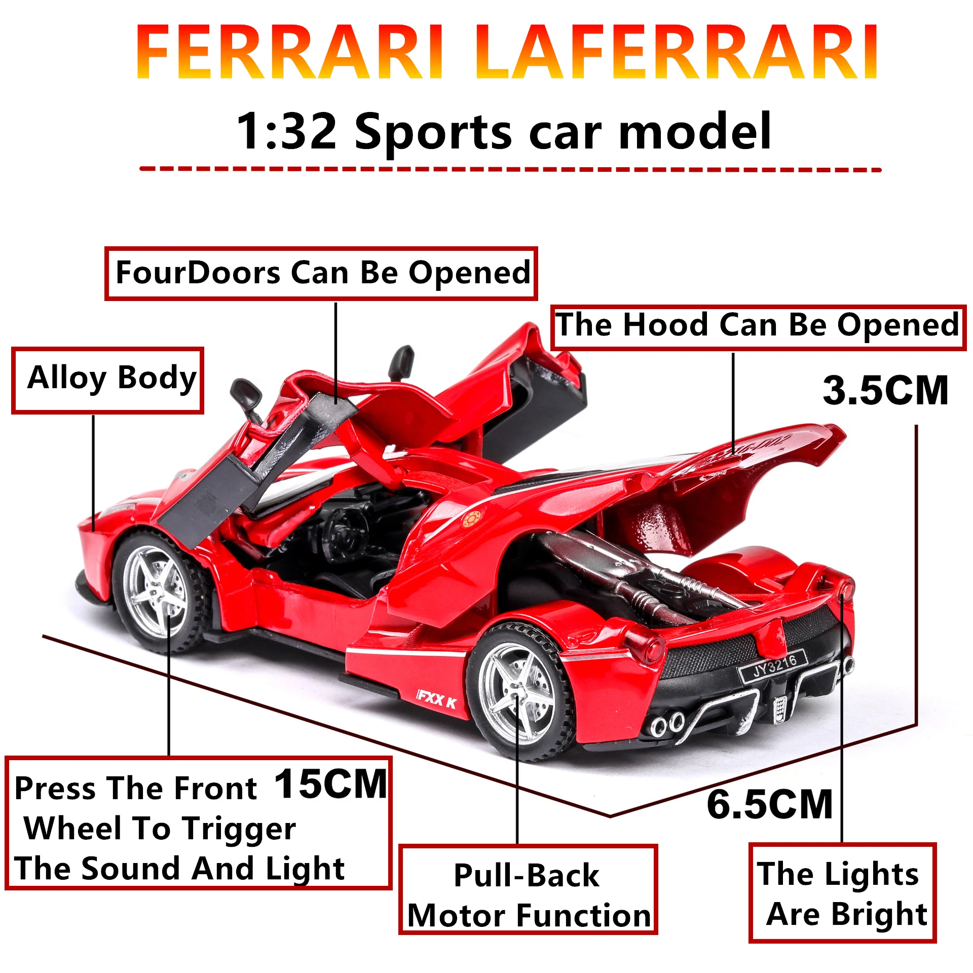 Суперспортивный автомобиль Ferrari FXX K 1:32 Детская Игрушечная модель автомобиля из