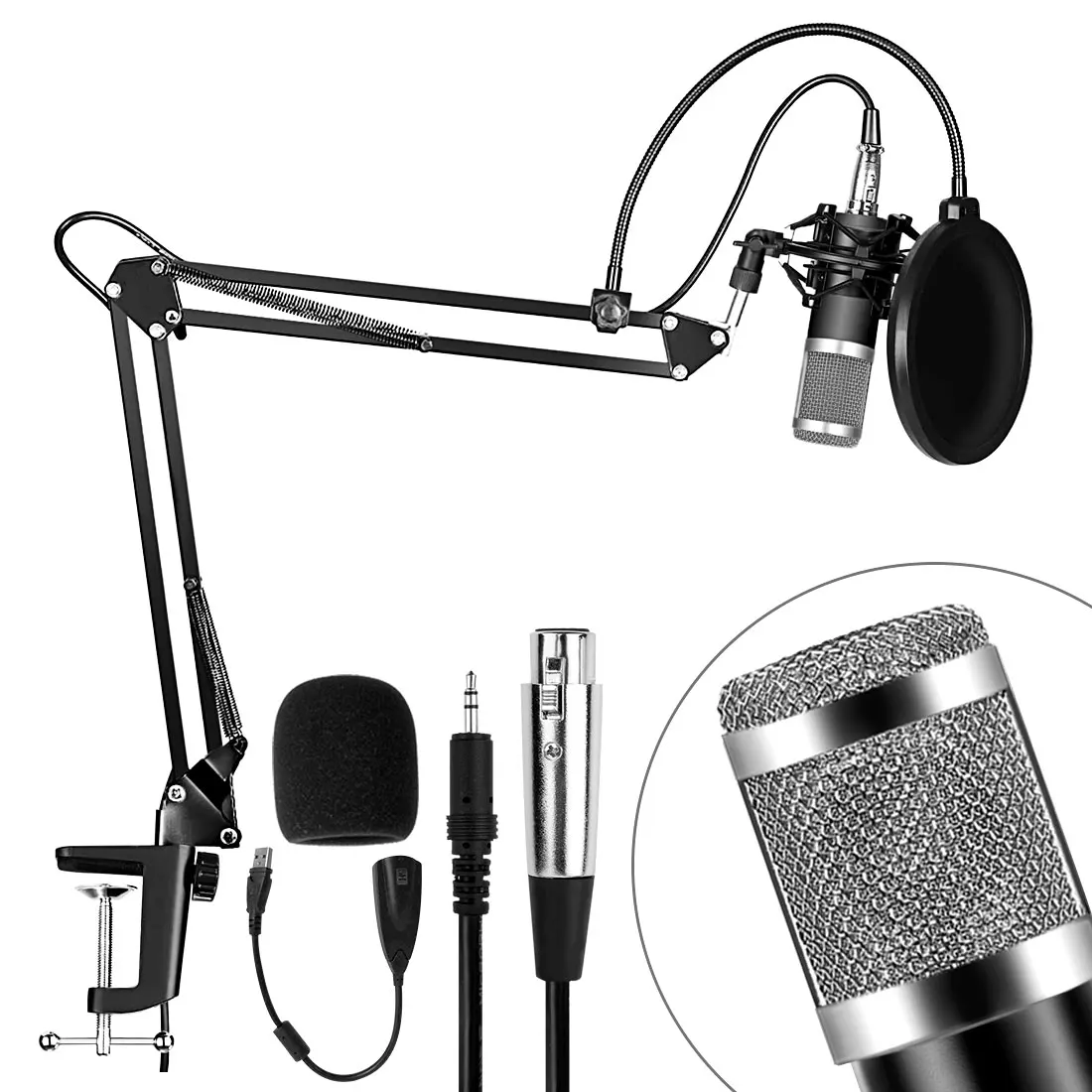 Комплект конденсаторного микрофона BM800 USB BM 800 Cardioid с звуковой картой для YouTube