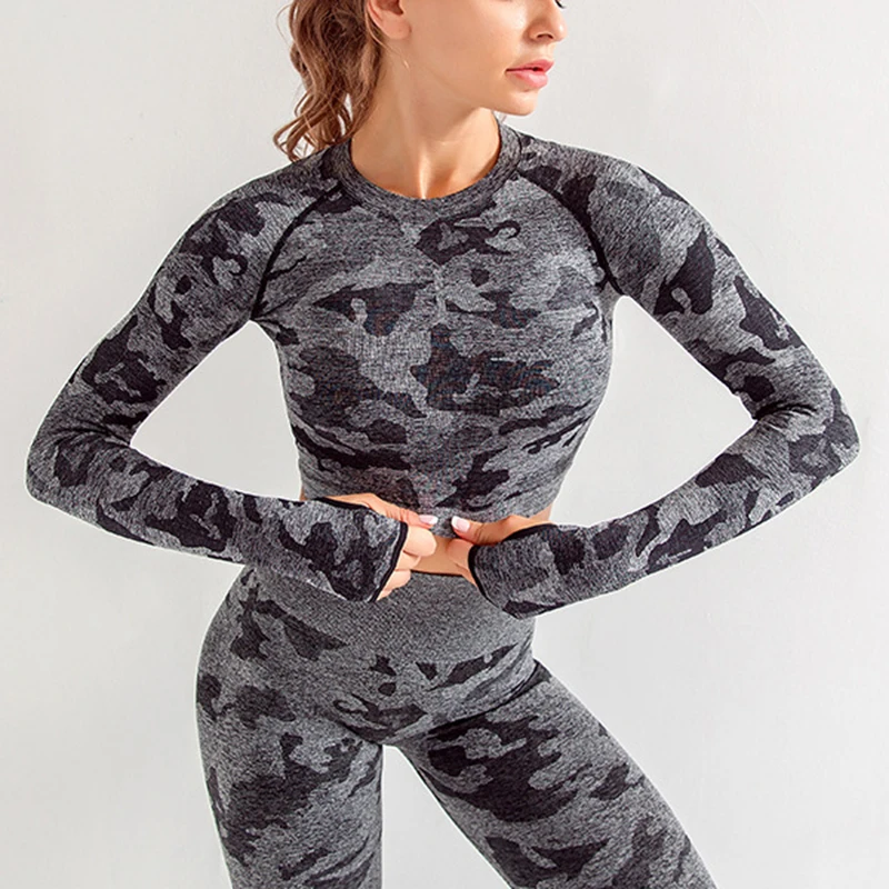 Новинка комплект из 2 предметов бесшовная спортивная одежда для йоги комплекты