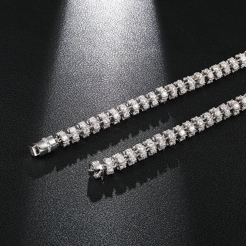 Hip Hop 6MM Bling AAA CZ Cubic Zirconia Iced Out Round Link Chain Necklace For Men Women Rapper Jewelry 18''-24''