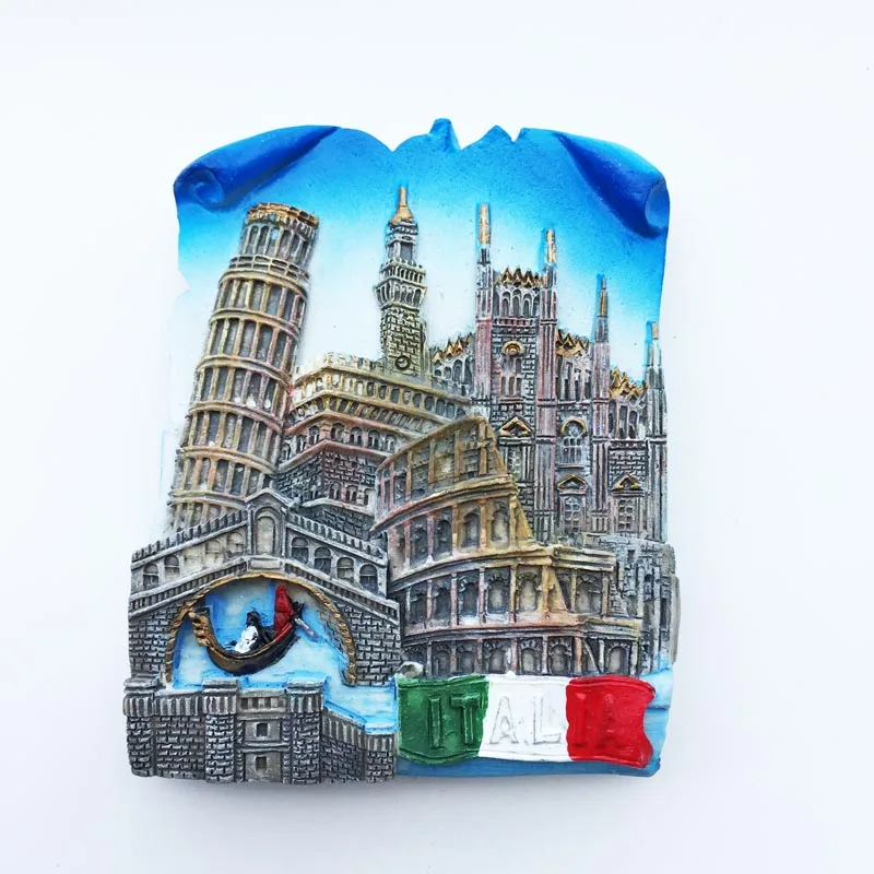 

QIQIPP Italian landmark three-dimensional landscape tourism commemorative crafts hand painted magnetic refrigerator sticker