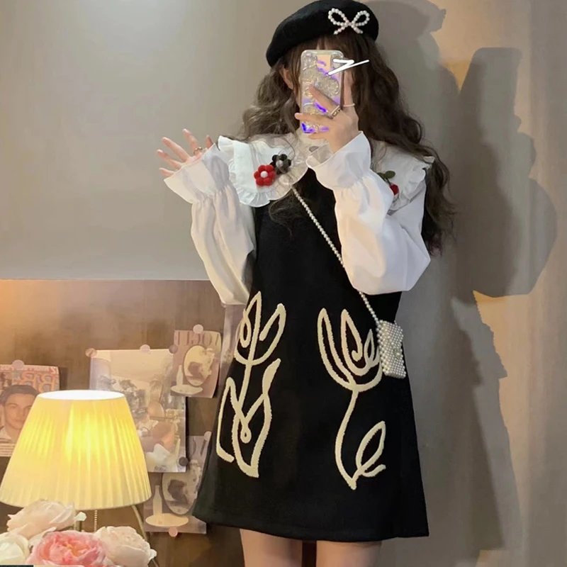 Женская одежда в стиле Харадзюку шерстяной жилет с принтом весна-осень 2022 новое