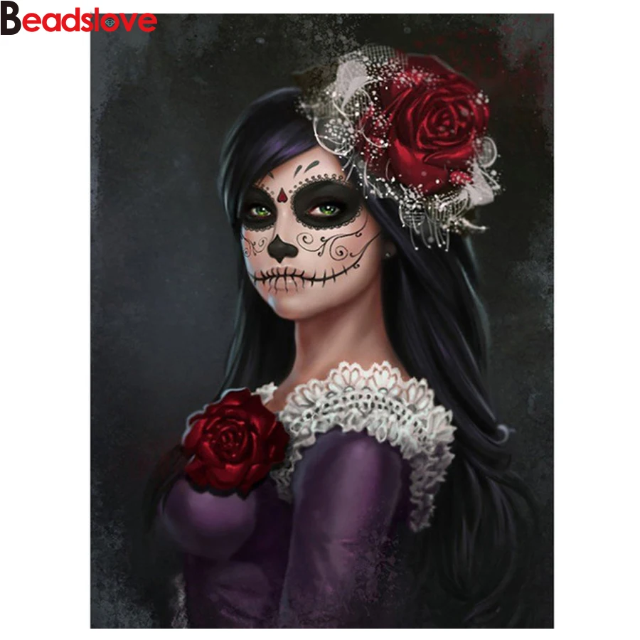 

Наклейка 3d Алмазная картина Хэллоуин Череп женский полный 5D Diy Алмазная вышивка квадратная круглая дрель мозаичная роспись горный хрусталь