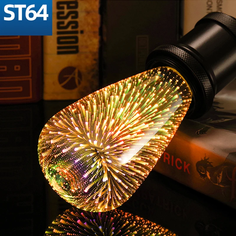 ST64 LUCKYLED E27 светодиодный 3D украшения светильник лампы A60 ST64 G80 G95 G125 светодиодный светильник AC220V 240V 110 в ретро-стиле, стилизованные под языки пламени Новинка праздничный светильник s - Испускаемый цвет: ST64