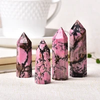 1pc natural quartz point rhodonite healing obelisk pink stone wand rhodochrosite ornament for home decor energy stone pyramid