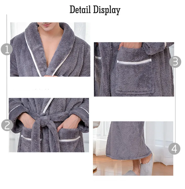 Winter Thick Warm Couples Kimono Robe Women Men Bath Gown Robe Dress Fluffy Plush Flannel Lovers Yukata Nightwear Sleepwear