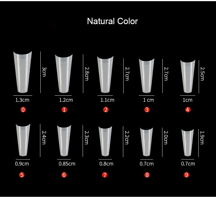 500 шт./пакет 10 размеров акриловые гроб накладные ногти французского маникюра и