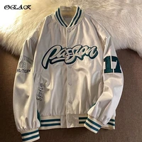 european and american alphabet embroidery jackets women street hip hop baseball uniform coats y2k couple casual all match jacket